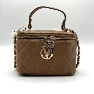 Valentino Orlandi Top Handle Vanity Box Bag Chain Strap Taupe